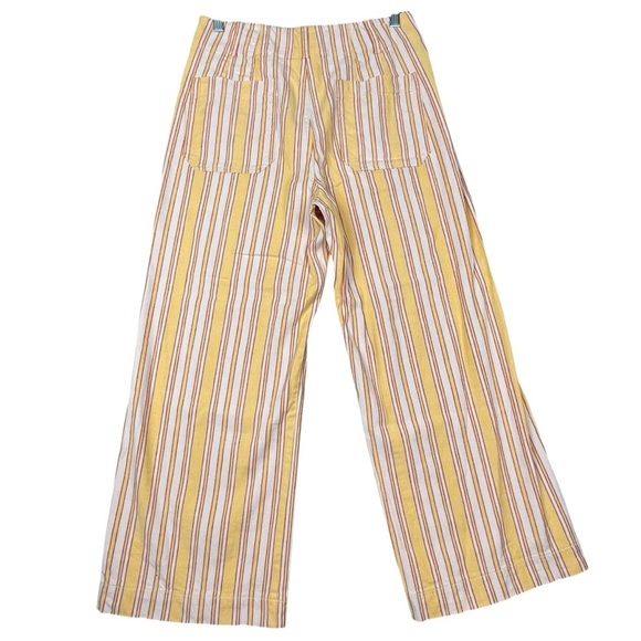 Anthropologie x Maeve Colette Striped Linen Blend Cropped Wide Leg Pants - Sz 28 - Picture 2 of 12